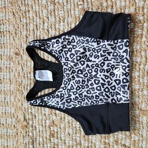 Adidas Black and White Leopard Print Sports Bra